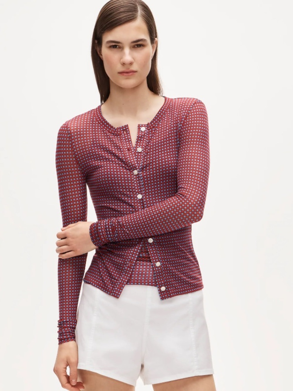 J crew Stretch lyocell-blend cardigan in gingham red